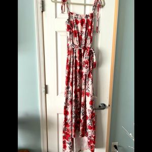 Size S pink asymmetrical maxi dress w spaghetti straps.  Amazon fashion